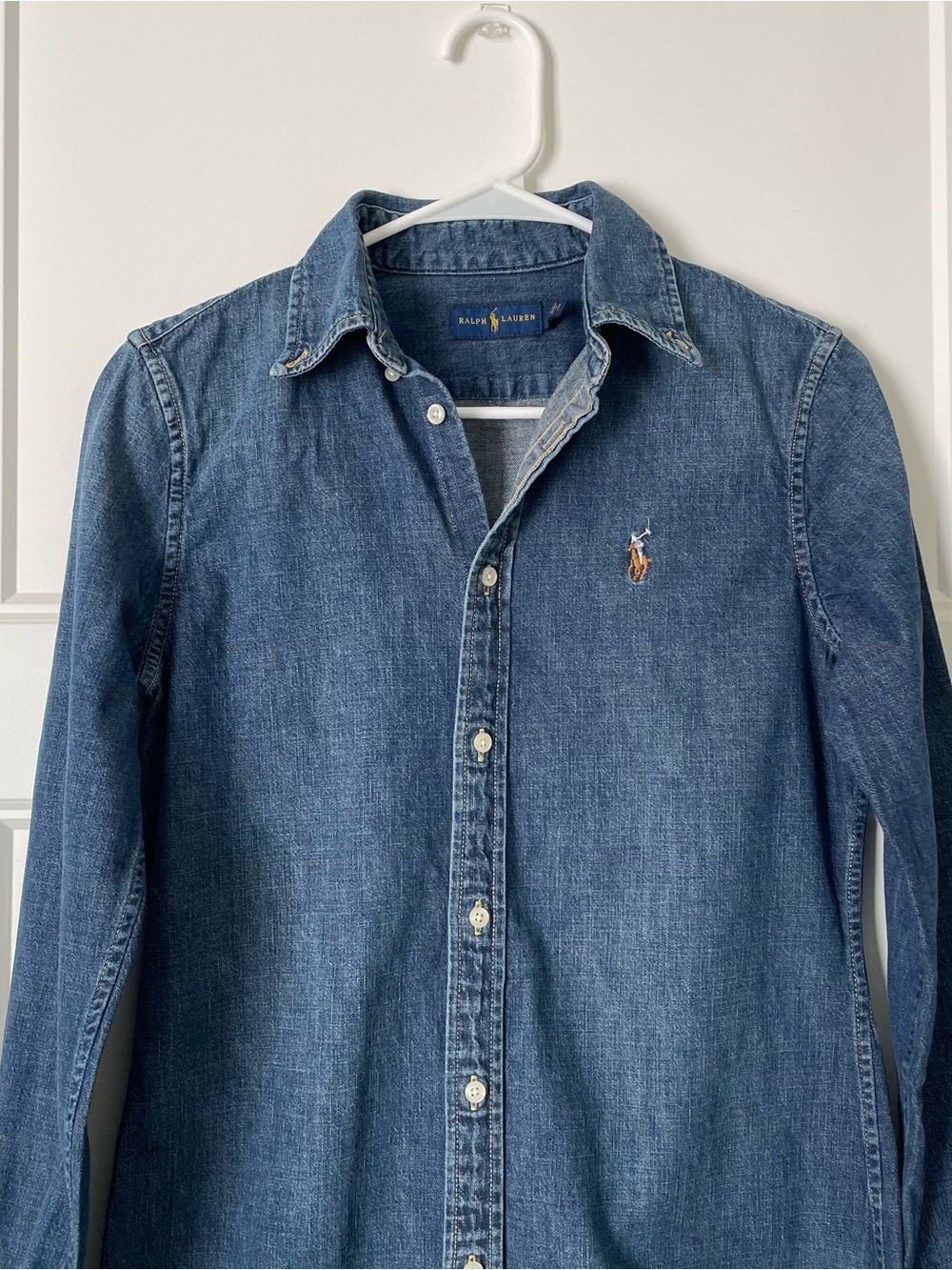 Ralph Lauren Denim Midi Shirt Dress in Classic Blue